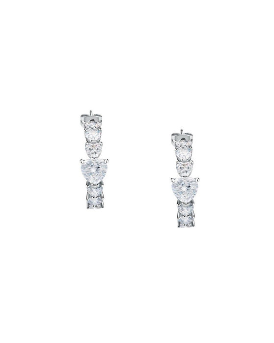 CHIARA FERRAGNI Diamond Heart Rhodium Plated Earrings with Zircon