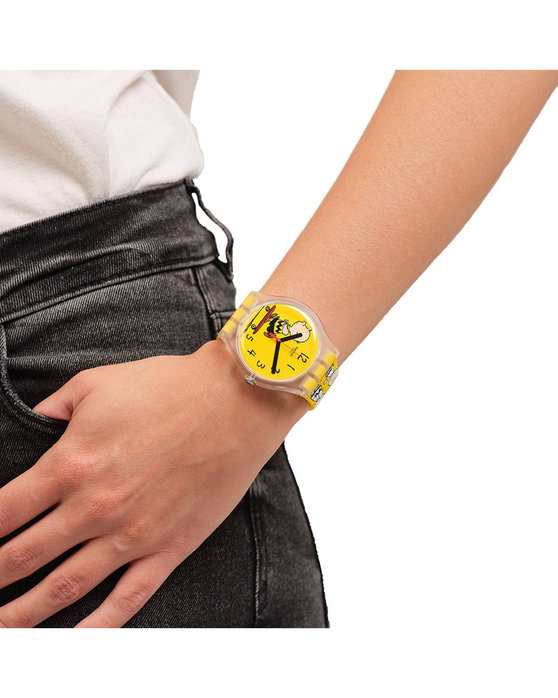 SWATCH Peanuts Pow Wow Yellow Silicone Strap