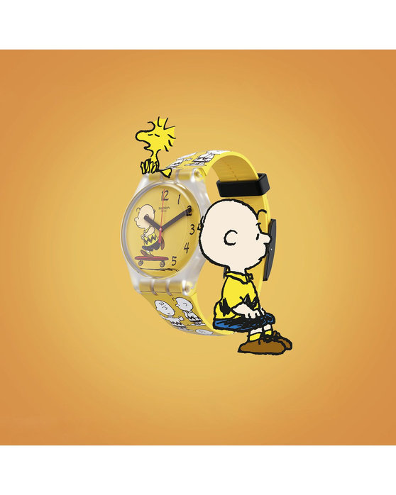 SWATCH Peanuts Pow Wow Yellow Silicone Strap