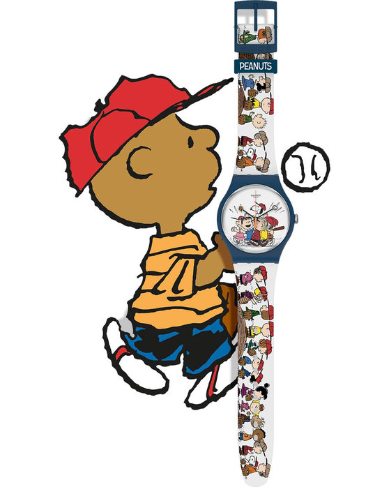 SWATCH Peanuts First Base Multicolor Silicone Strap