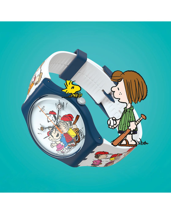 SWATCH Peanuts First Base Multicolor Silicone Strap