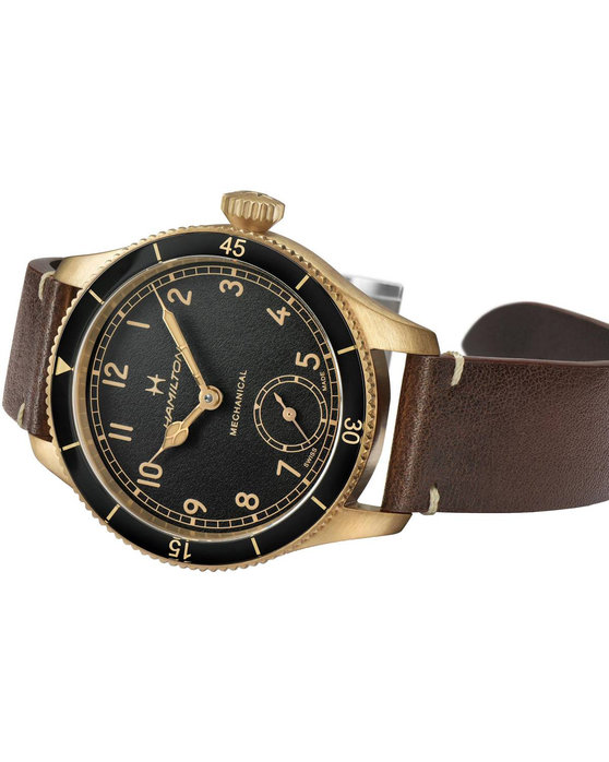 HAMILTON Khaki Aviation Pilot Pioneer Bronze Mechanical Brown Leather Strap