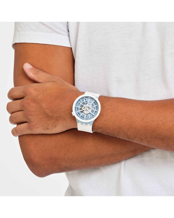 SWATCH Big Bold Bioceramic Whice with White Silicone Strap