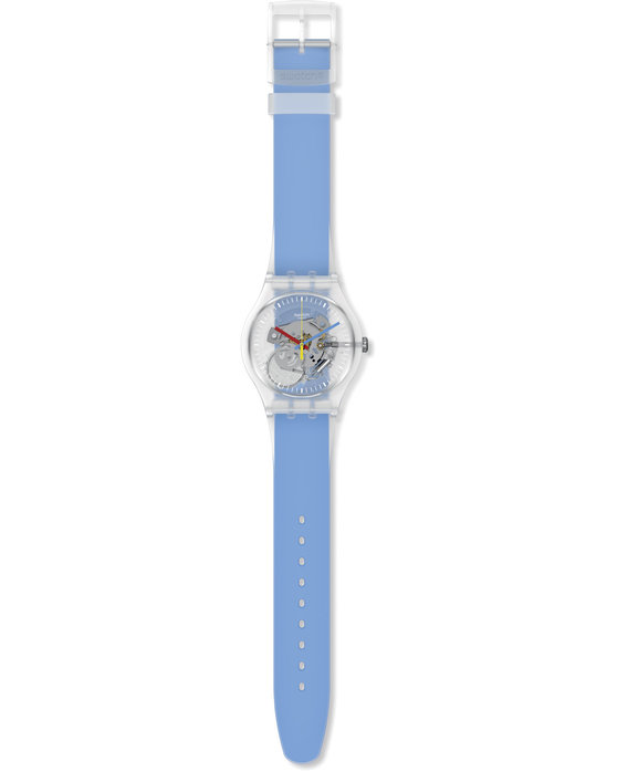 SWATCH Clearly Blue Striped Light Blue Silicone Strap