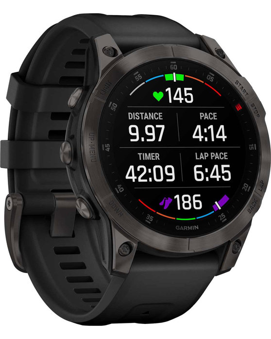 GARMIN Epix (Gen 2) Sapphire Titanium Carbon Gray DLC with Black Silicone Strap