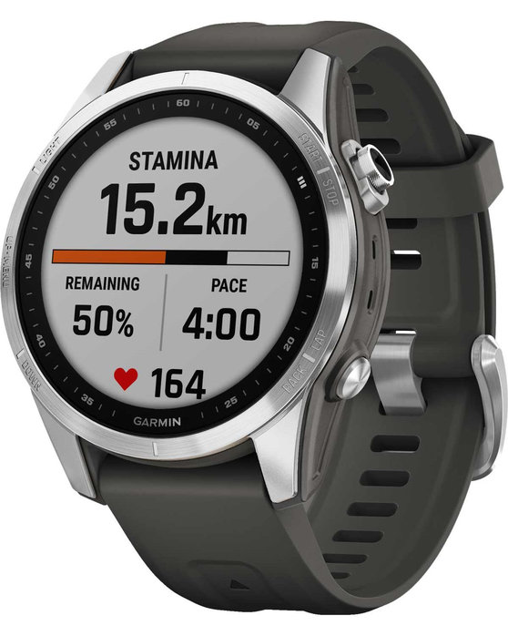 GARMIN Fenix 7S Silver with Graphite Silicone Strap