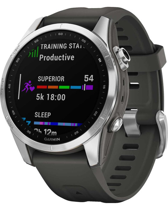 GARMIN Fenix 7S Silver with Graphite Silicone Strap