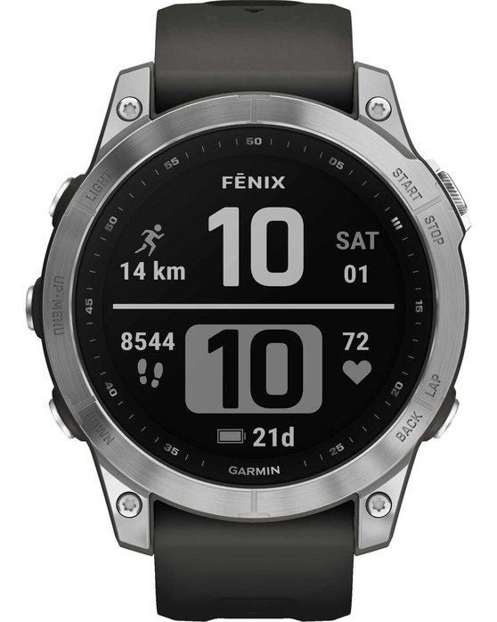 GARMIN Fenix 7 Silver with Graphite Grey Silicone Strap