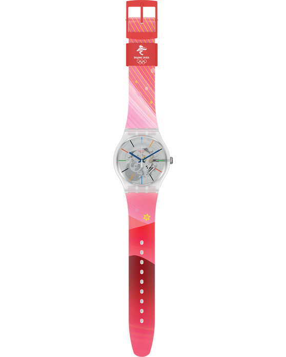 SWATCH Olympics special Red Rivers And Mountains Multicolor Silicone Strap