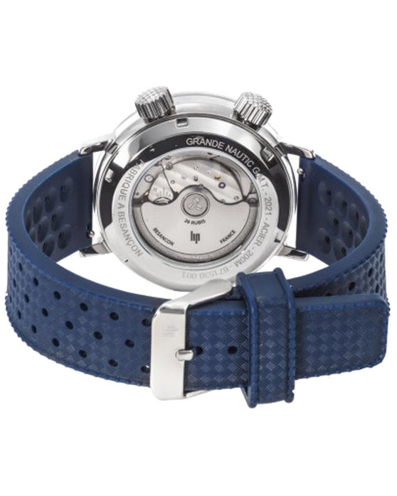 LIP Grand Nautic Automatic Dual Time Blue Combined Materials Strap