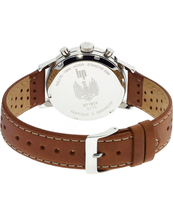 LIP Rallye Panda Chronograph Brown Leather Strap