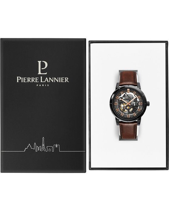 PIERRE LANNIER Automatic Automatic Brown Leather Strap