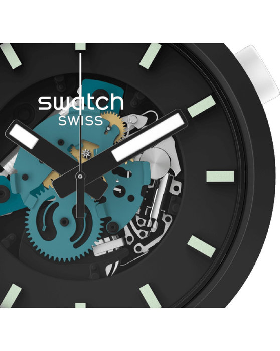 SWATCH Big Bold Bioceramic Night Trip Green Silicone Strap