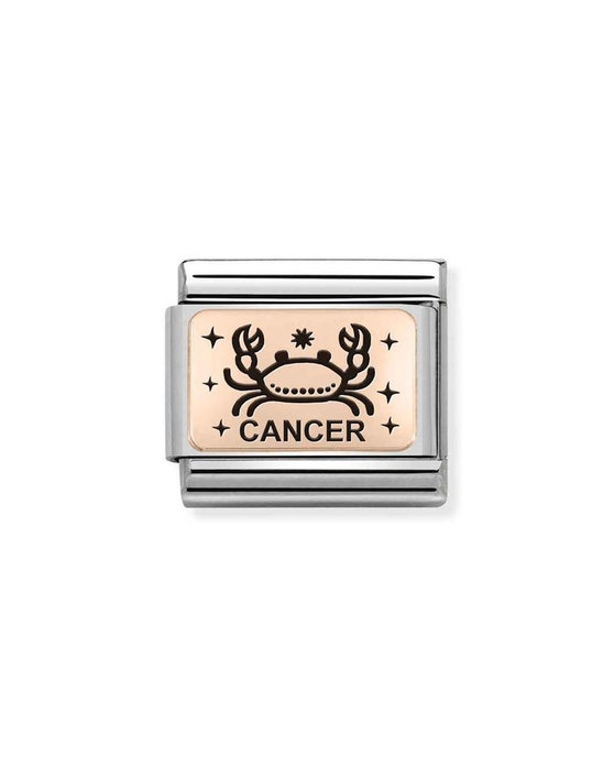 Σύνδεσμος (Link) NOMINATION CANCER (Καρκίνος) από ατσάλι και ροζ χρυσό 9K με σμάλτο