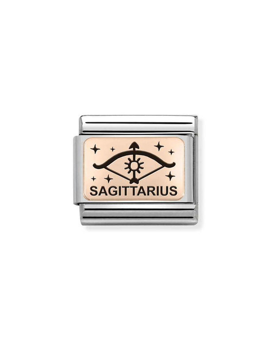 Σύνδεσμος (Link) NOMINATION SAGITTARIUS (Τοξότης) από ατσάλι και ροζ χρυσό 9K με σμάλτο