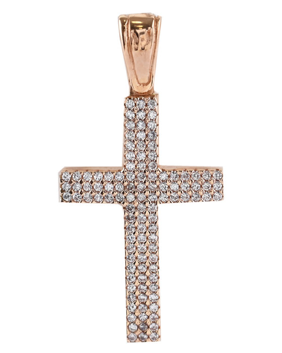 Βαπτιστικός σταυρός SAVVIDIS από ροζ χρυσό 14Κ με ζιργκόν