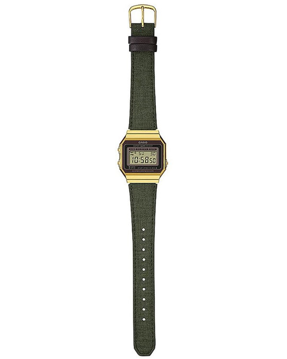 CASIO Vintage Chronograph Green Fabric Strap