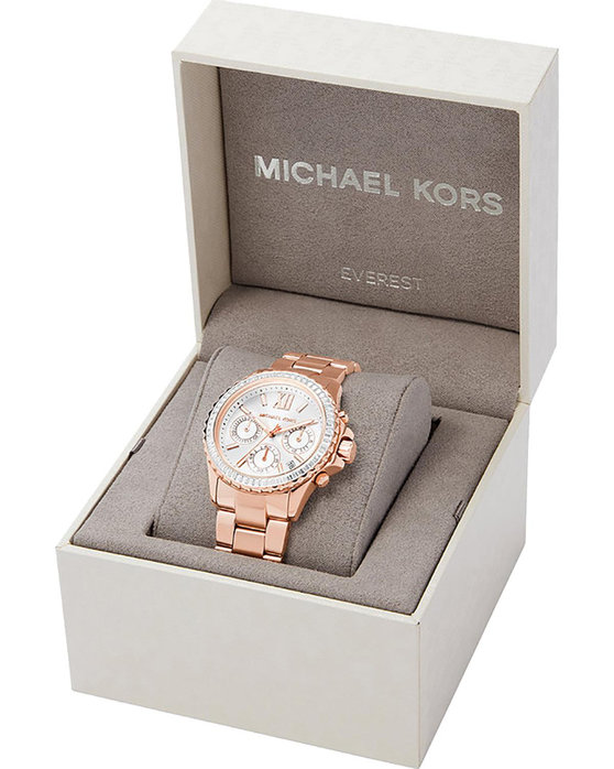 Michael KORS Everest Crystals Chronograph Rose Gold Stainless Steel Bracelet