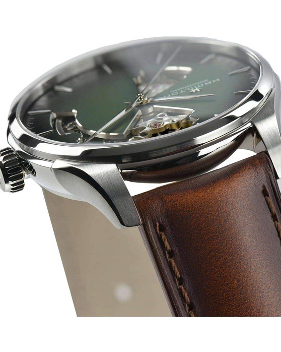 HAMILTON Jazzmaster Open Heart Automatic Brown Leather Strap