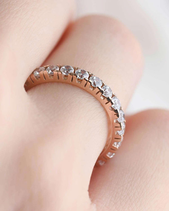 Ring Half Eternity 14ct Rose Gold with Zircon FaCaDoro (No 53)