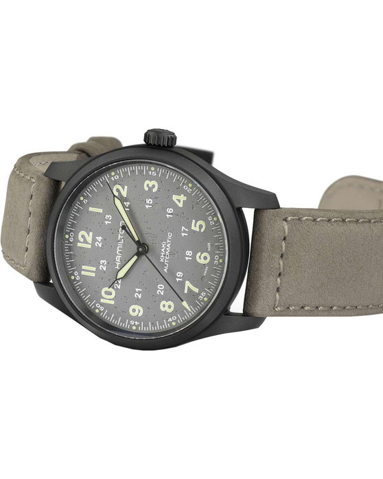 HAMILTON Khaki Field Automatic Grey Leather Strap