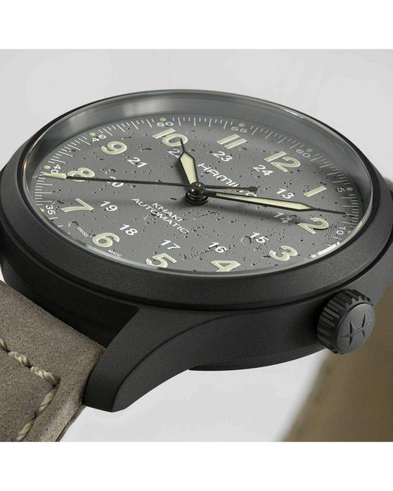 HAMILTON Khaki Field Automatic Grey Leather Strap