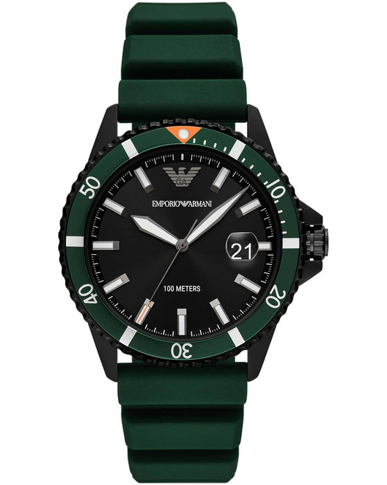 Emporio ARMANI Diver Green Silicone Strap kosmima.gr