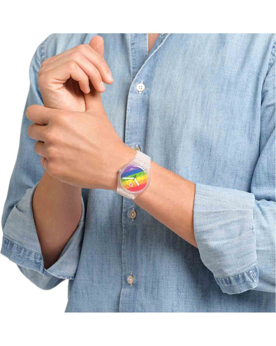 SWATCH Pride Stripe Fierce White Silicone Strap