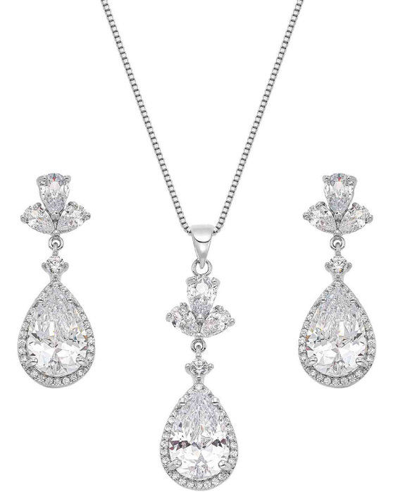 GLORIA HOPE Necklace And Earrings Set with Zircons