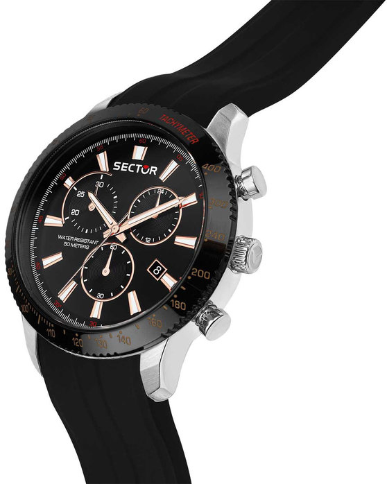 SECTOR 270 Chronograph Black Silicone Strap