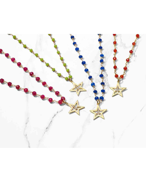 Κολιέ DOUKISSA NOMIKOU Fuchsia Rosary Star Necklace