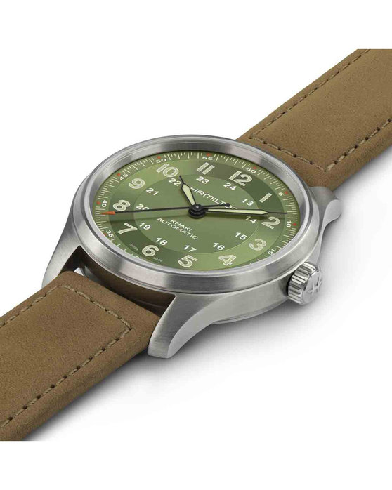 HAMILTON Khaki Field Titanium Automatic Khaki Leather Strap