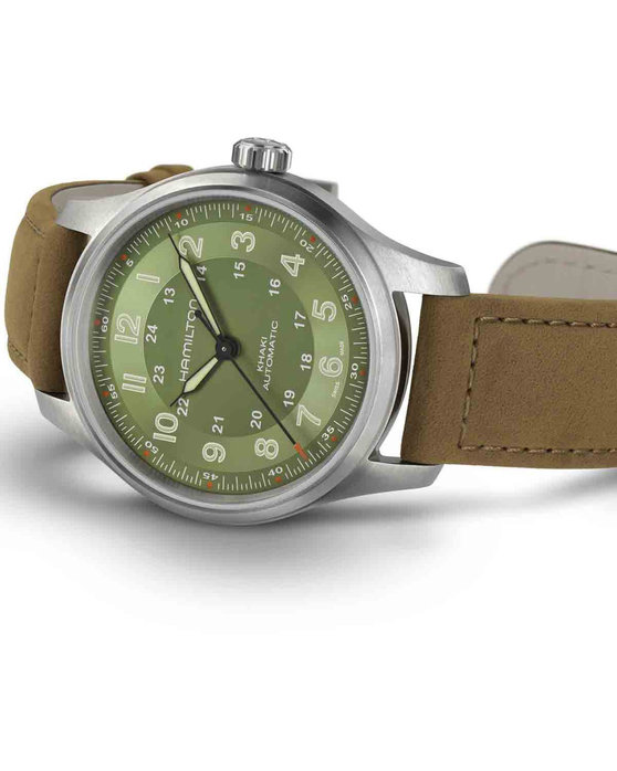 HAMILTON Khaki Field Titanium Automatic Khaki Leather Strap