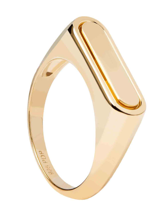 Δαχτυλίδι PDPAOLA Carry Overs SS Ribbon Stamp Gold Ring από επιχρυσωμένο (18Κ) Ασήμι 925 (No 50)