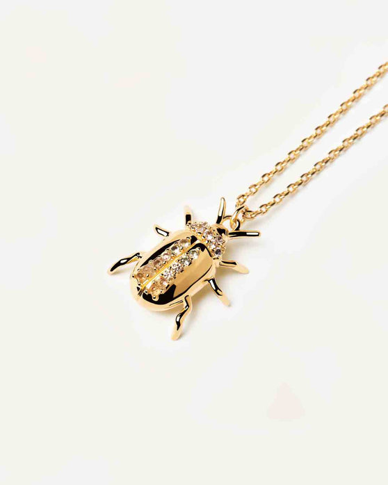 PDPAOLA House Of Beetles Balance Beetle Amulet Necklace made of 18ct-Gold-Plated Sterling Silver