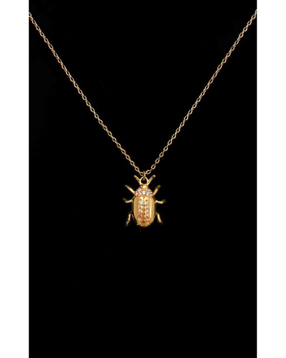 Κολιέ PDPAOLA House Of Beetles Balance Beetle Amulet Necklace από επιχρυσωμένο (18Κ) Ασήμι 925