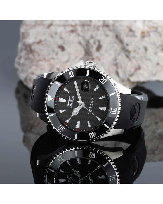 SECTOR 230 Automatic Black Silicone Strap