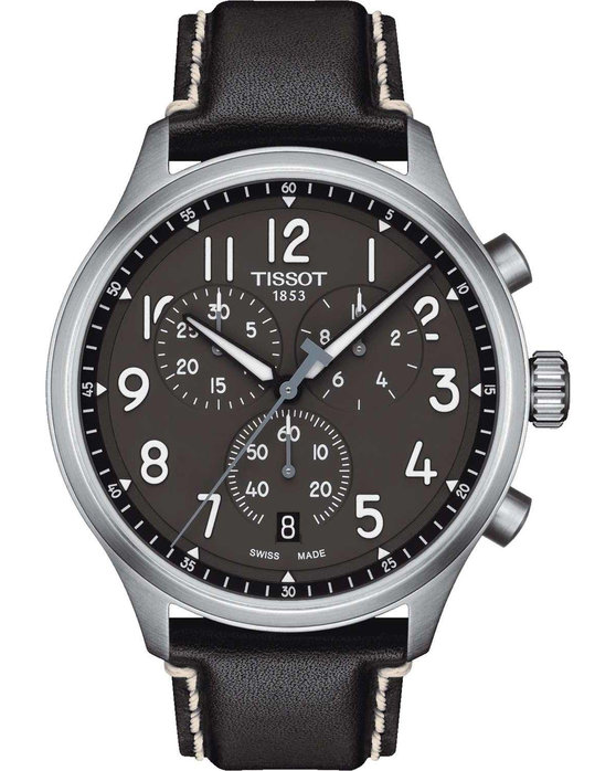 TISSOT T Sport Chrono XL Chronograph Black Leather Strap kosmima.gr