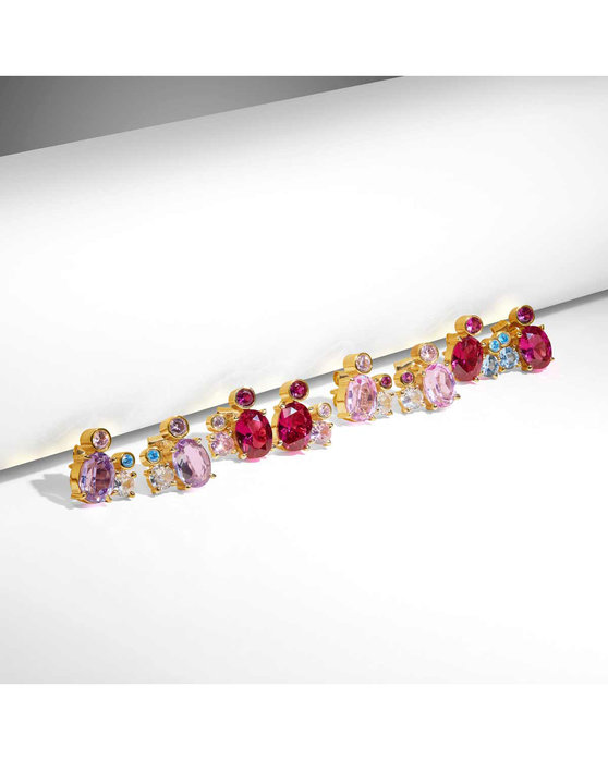 Σκουλαρίκια DOUKISSA NOMIKOU Happiness Stud Earrings (Pinkish Zircon Stones)