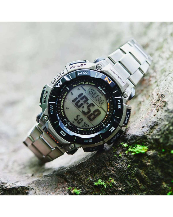 CASIO Protrek Tough Solar Chronograph Grey Titanium Bracelet