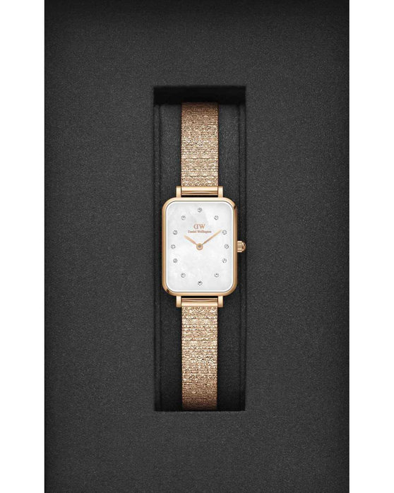 DANIEL WELLINGTON Quadro Lumine Crystals Rose Gold Stainless Steel Bracelet