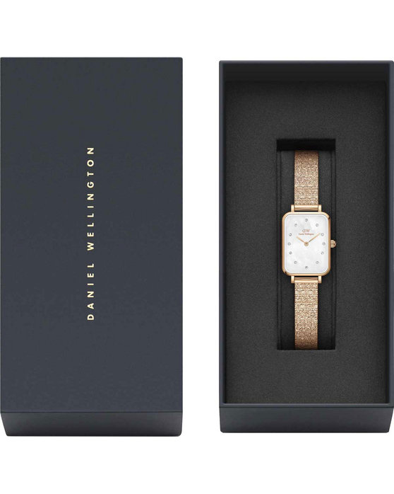 DANIEL WELLINGTON Quadro Lumine Crystals Rose Gold Stainless Steel Bracelet