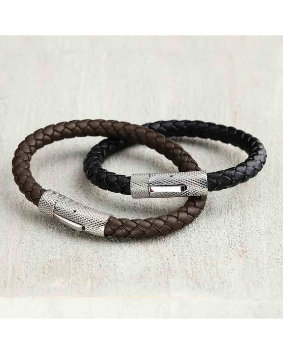 SECTOR Bandy Stainless Steel and Leather Bracelet