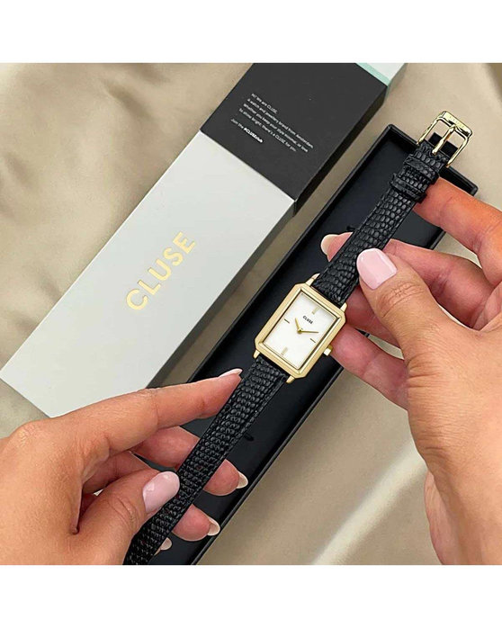 CLUSE Fluette Black Leather Strap