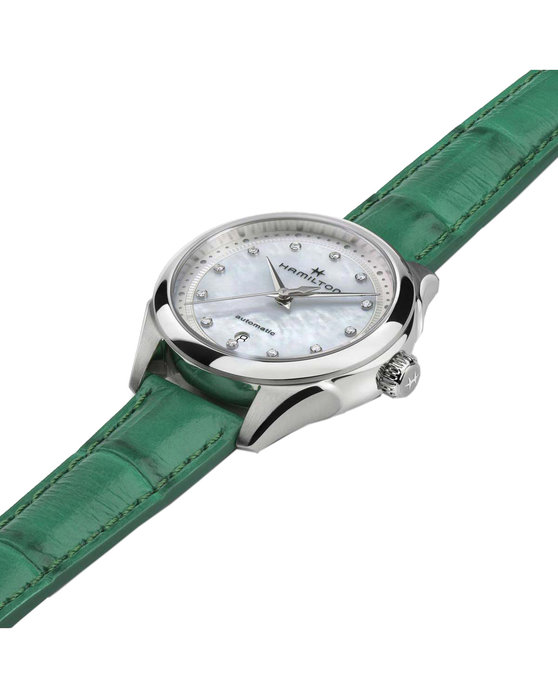 HAMILTON Jazzmaster Diamonds Automatic Green Leather Strap