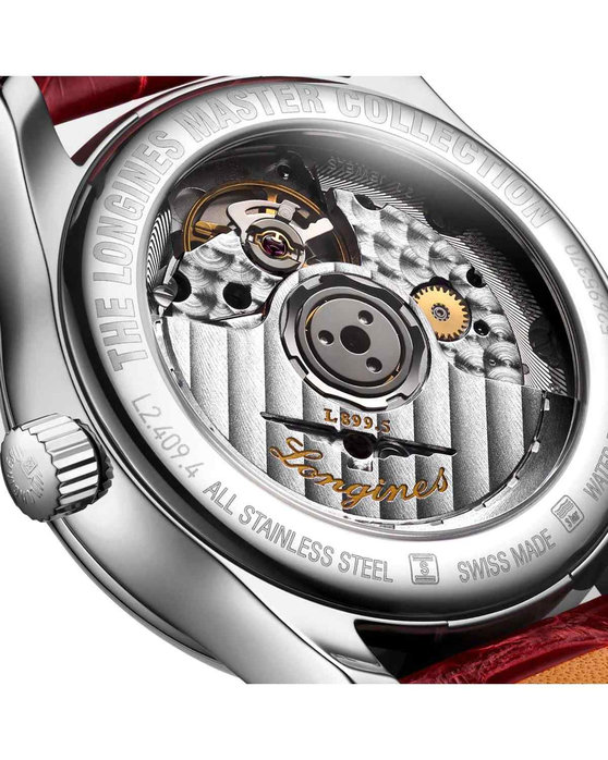 LONGINES The LONGINES Master Collection Diamonds Automatic Red Leather Strap