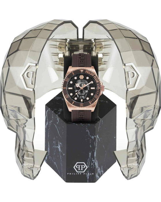 PHILIPP PLEIN The Skull Diver Brown Rubber Strap