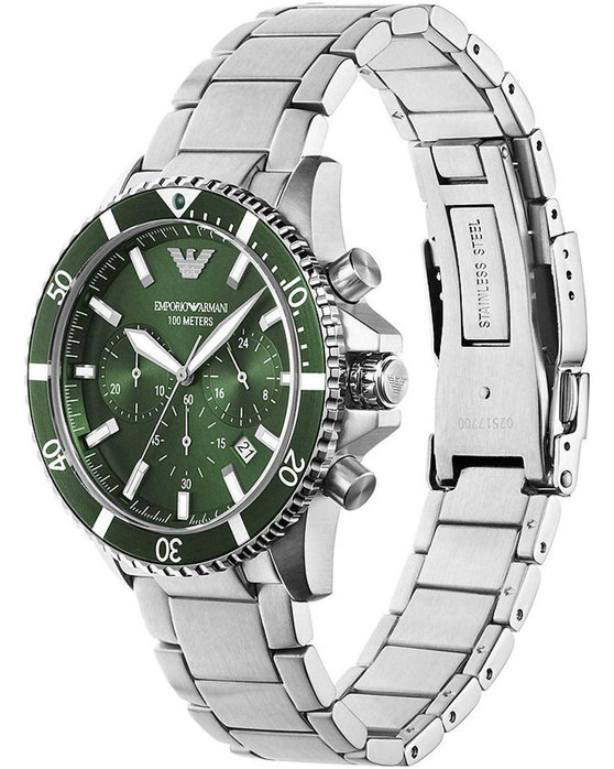 Emporio ARMANI Diver Chronograph Silver Stainless Steel Bracelet