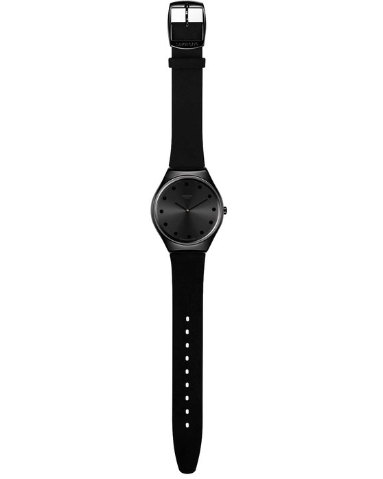 SWATCH Holiday collection Dark Spark Crystals Black Leather Strap