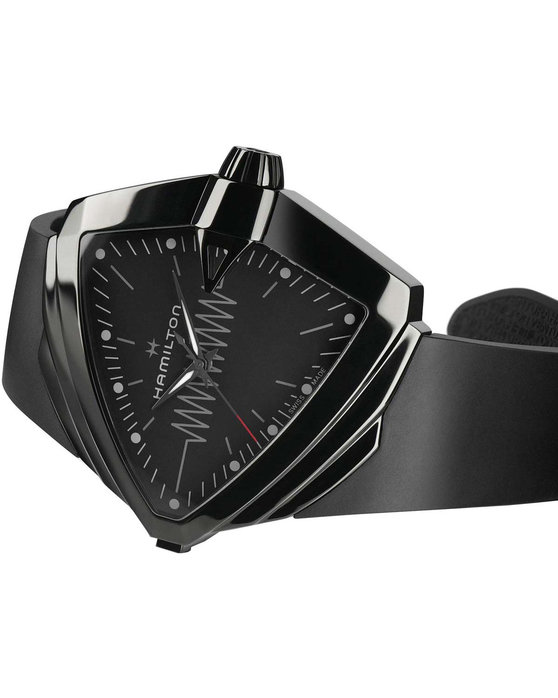 HAMILTON Ventura XXL Bright Black Rubber Strap